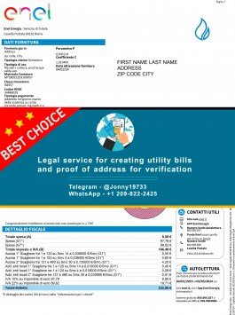 New GAS Enel Italy fake utility bill Sample